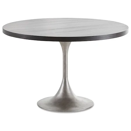 Contemporary Metal and Wood 48 Inch Round Dining Room Table